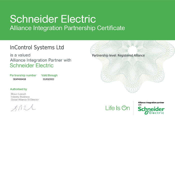 News at Schneider Electric, InControl Systems become ‘A Valued Alliance Integration Partner’